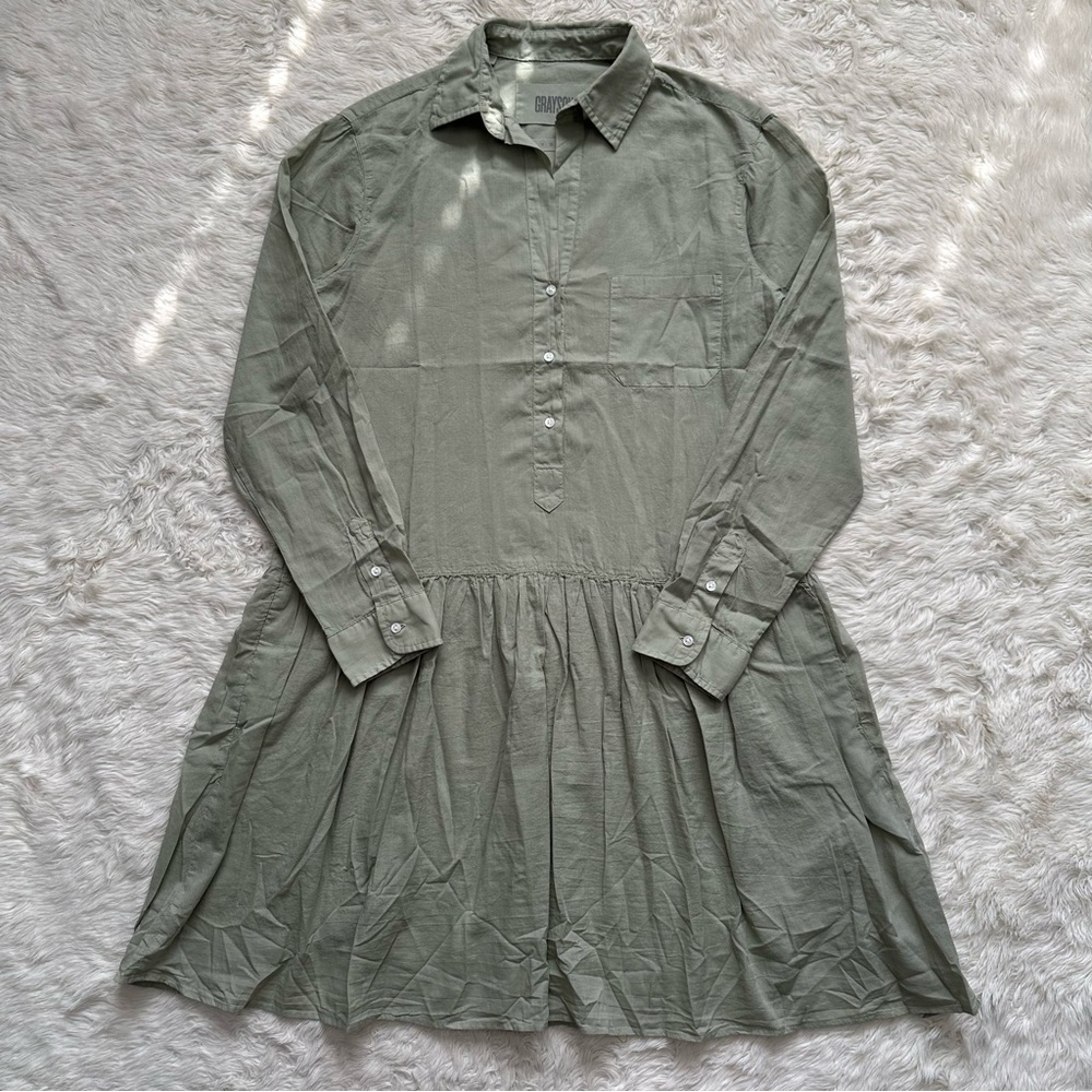 Grayson By Frank & Eileen The Changemaker Dress Shirtdress Light Green Sz 2 S